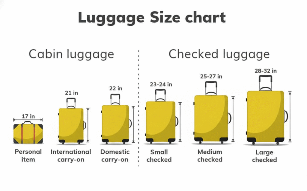 luggage size, packing for korea