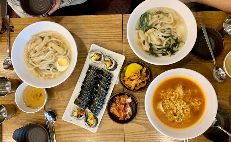 Kimbap, udon, ramen