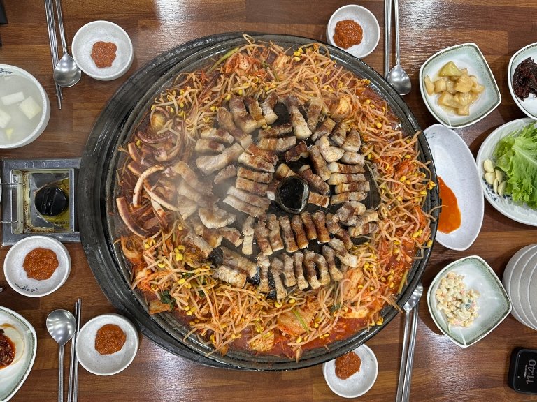 Samgyeopsal grilled right at the table